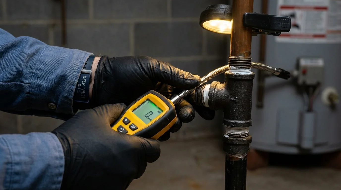 Gas leak detection with electronic sniffer by Johns Plumbing LLC in Winnfield