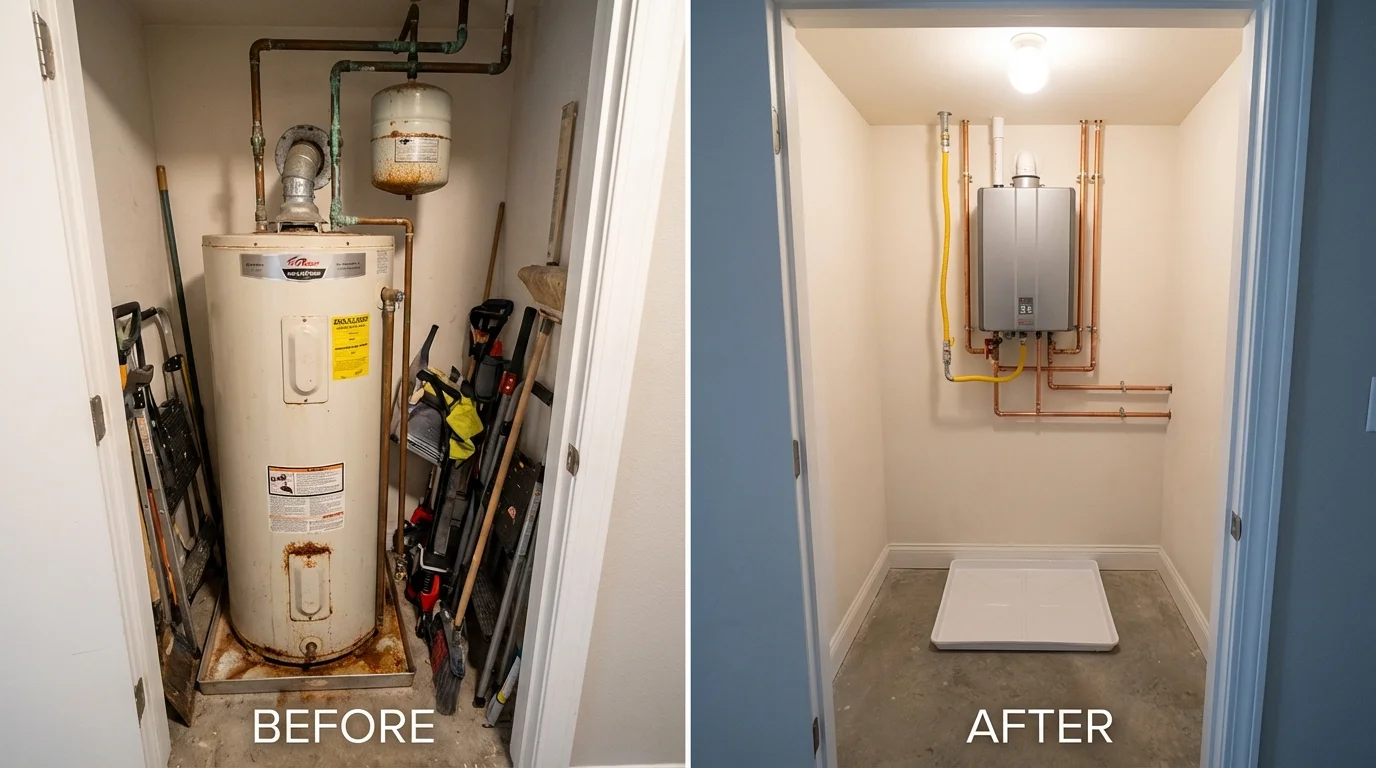 Tank water heater versus wall-mounted tankless unit comparison for Winnfield, LA homeowners
